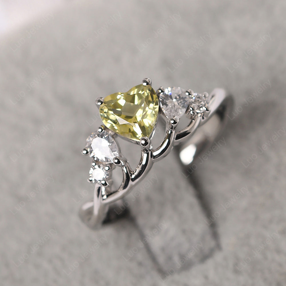 Heart Shaped Lemon Quartz Cluster Ring - LUO Jewelry