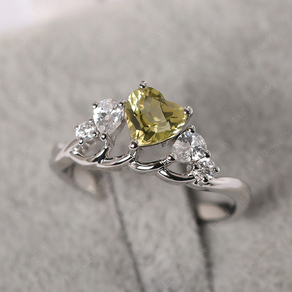 Heart Shaped Lemon Quartz Cluster Ring - LUO Jewelry