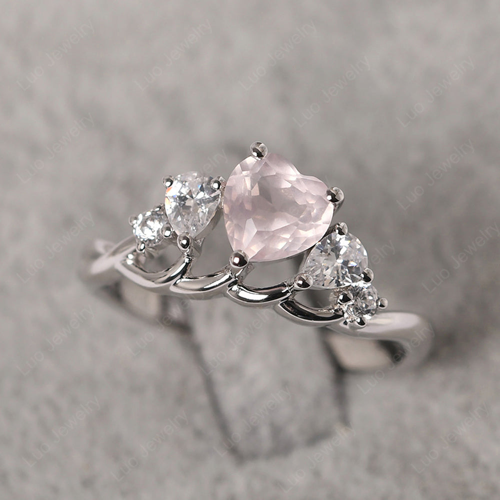 Heart Shaped Rose Quartz Cluster Ring - LUO Jewelry