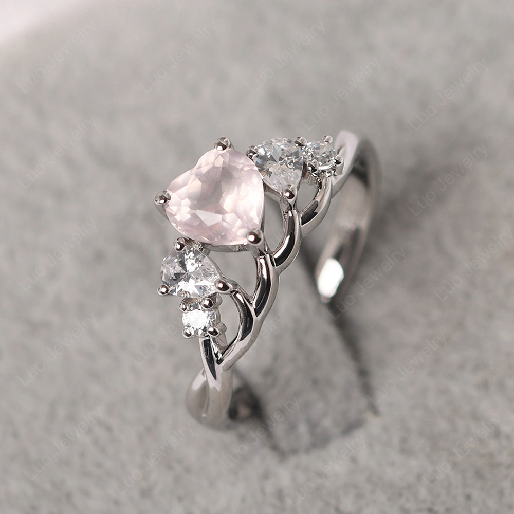 Heart Shaped Rose Quartz Cluster Ring - LUO Jewelry
