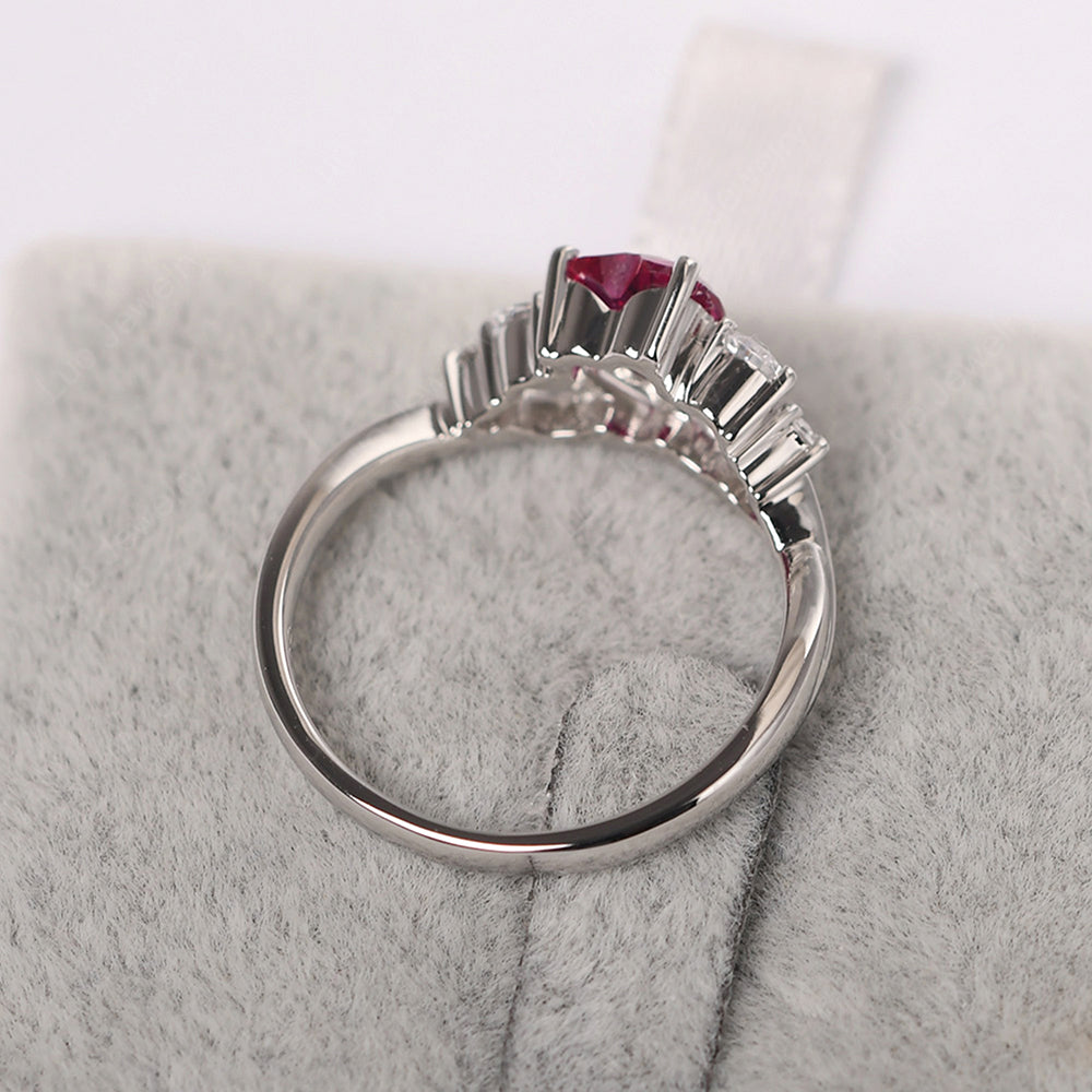 Heart Shaped Ruby Cluster Ring - LUO Jewelry