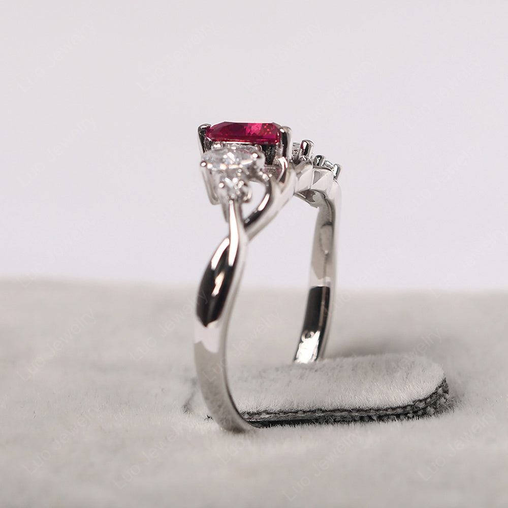 Heart Shaped Ruby Cluster Ring - LUO Jewelry