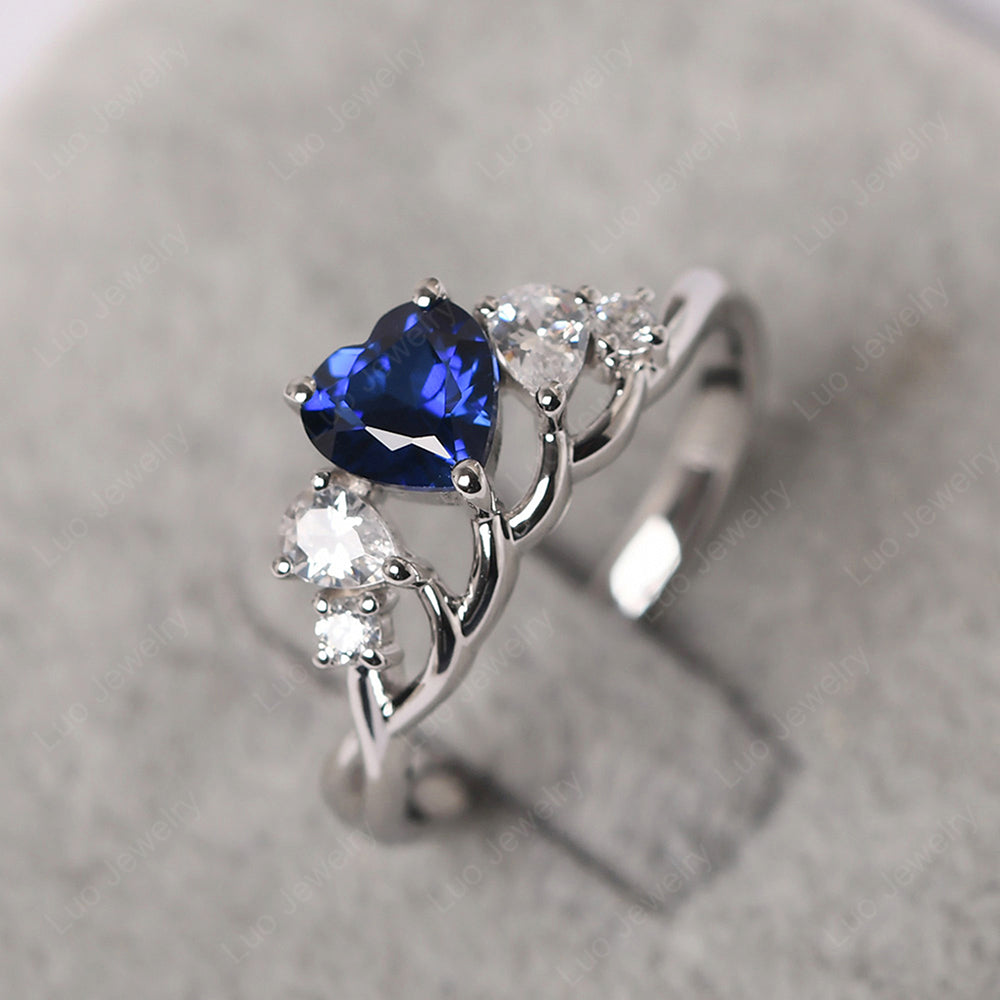 Heart Shaped Sapphire Cluster Ring - LUO Jewelry