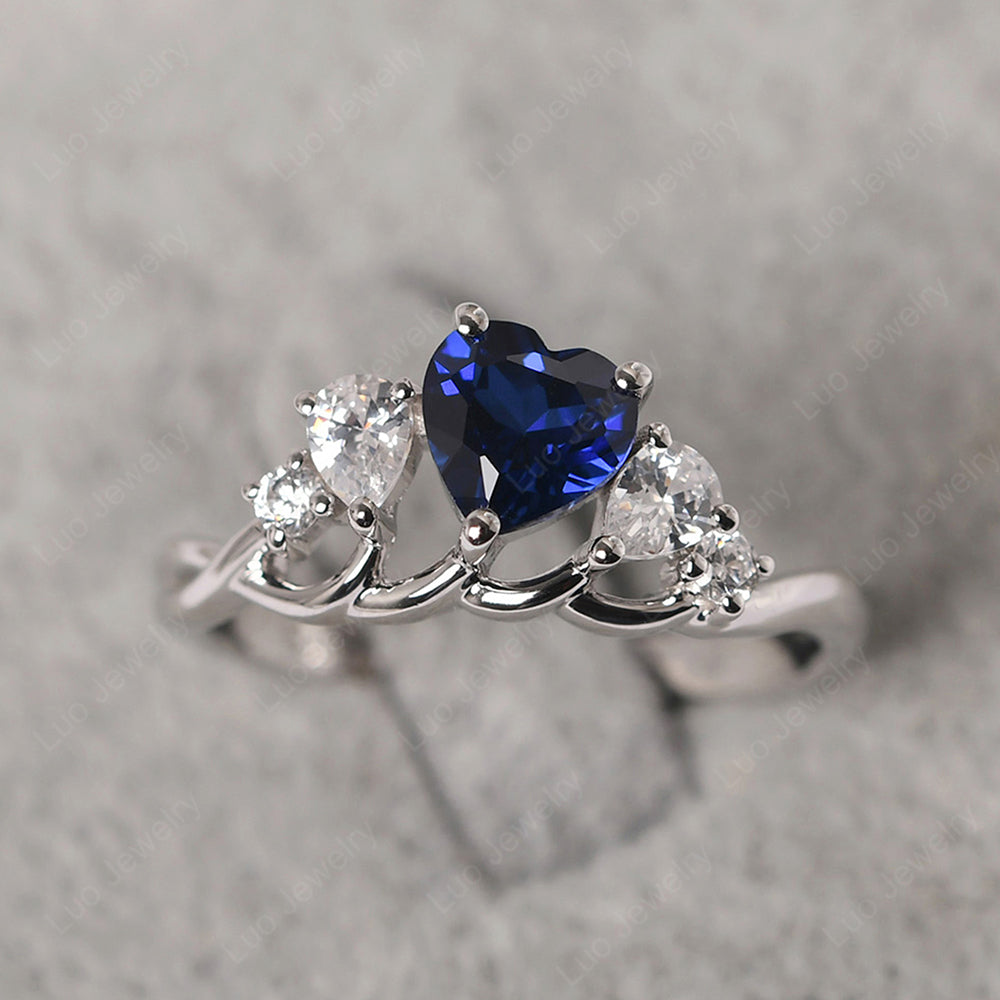 Heart Shaped Sapphire Cluster Ring - LUO Jewelry