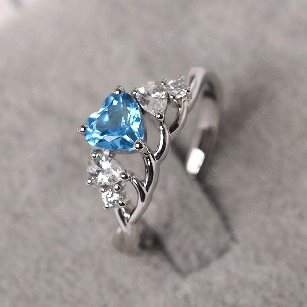 Heart Shaped Swiss Blue Topaz Cluster Ring - LUO Jewelry