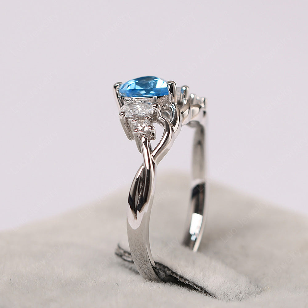 Heart Shaped Swiss Blue Topaz Cluster Ring - LUO Jewelry