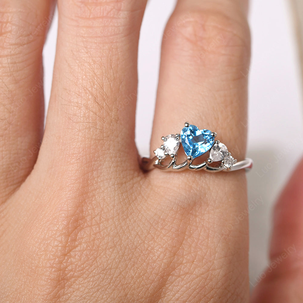 Heart Shaped Swiss Blue Topaz Cluster Ring - LUO Jewelry