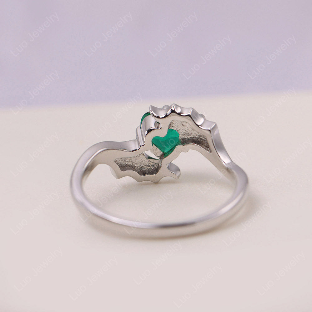 Heart Shaped Emerald Bat Ring