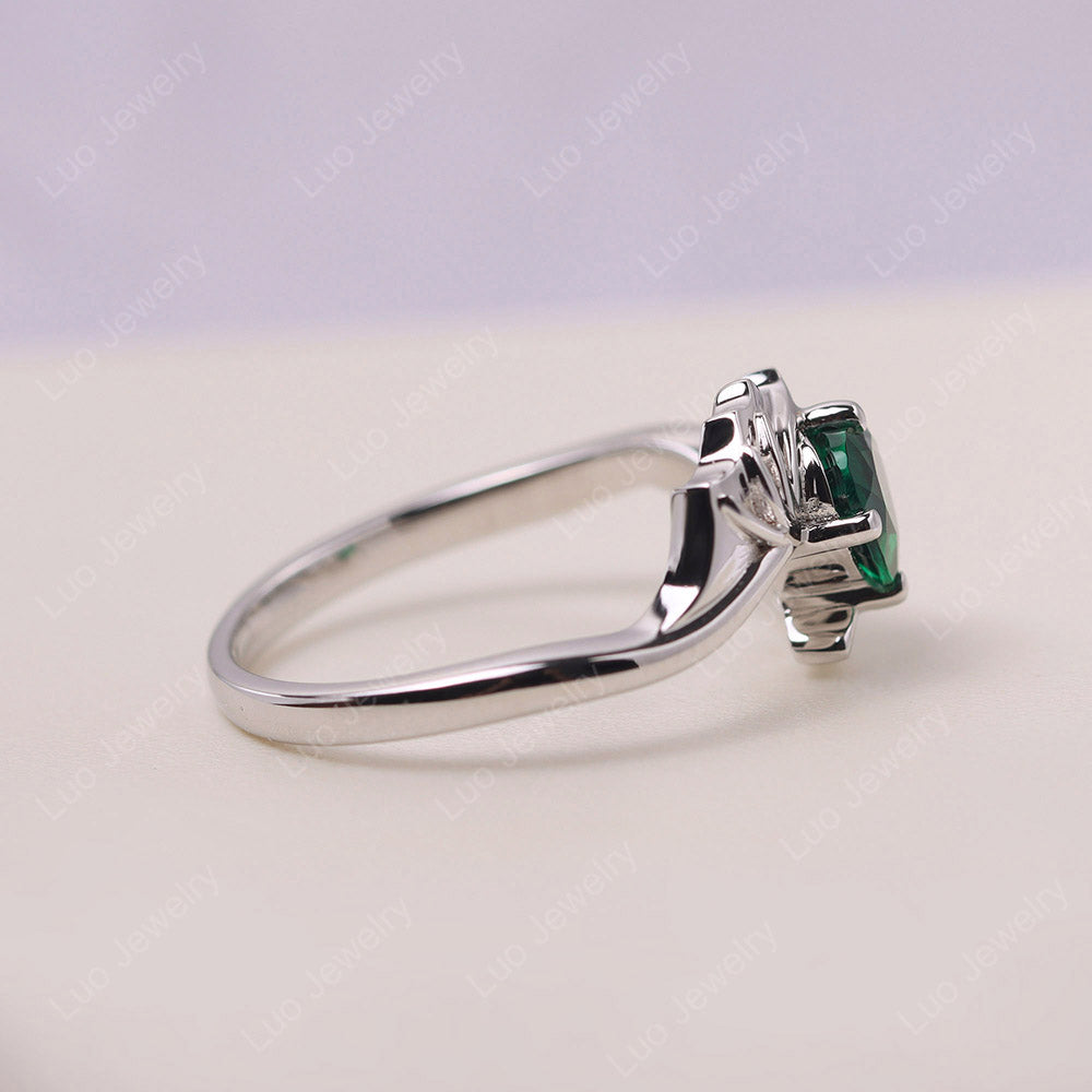 Heart Shaped Emerald Bat Ring