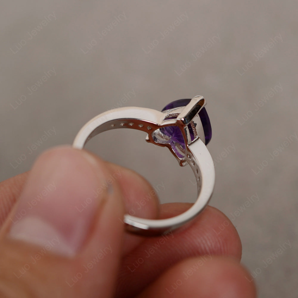 Hear Cut Amethyst Engagement Ring White Gold - LUO Jewelry