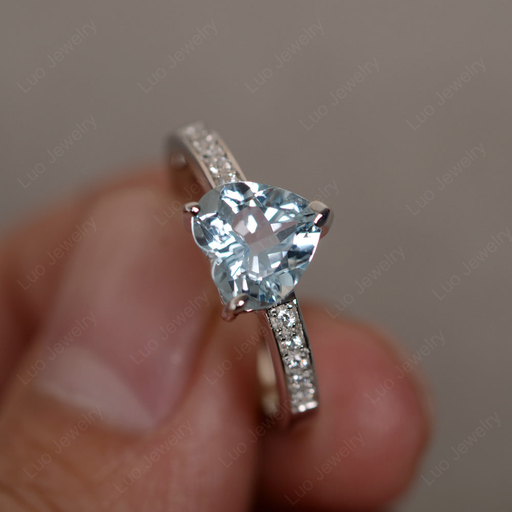 Hear Cut Aquamarine Engagement Ring White Gold - LUO Jewelry
