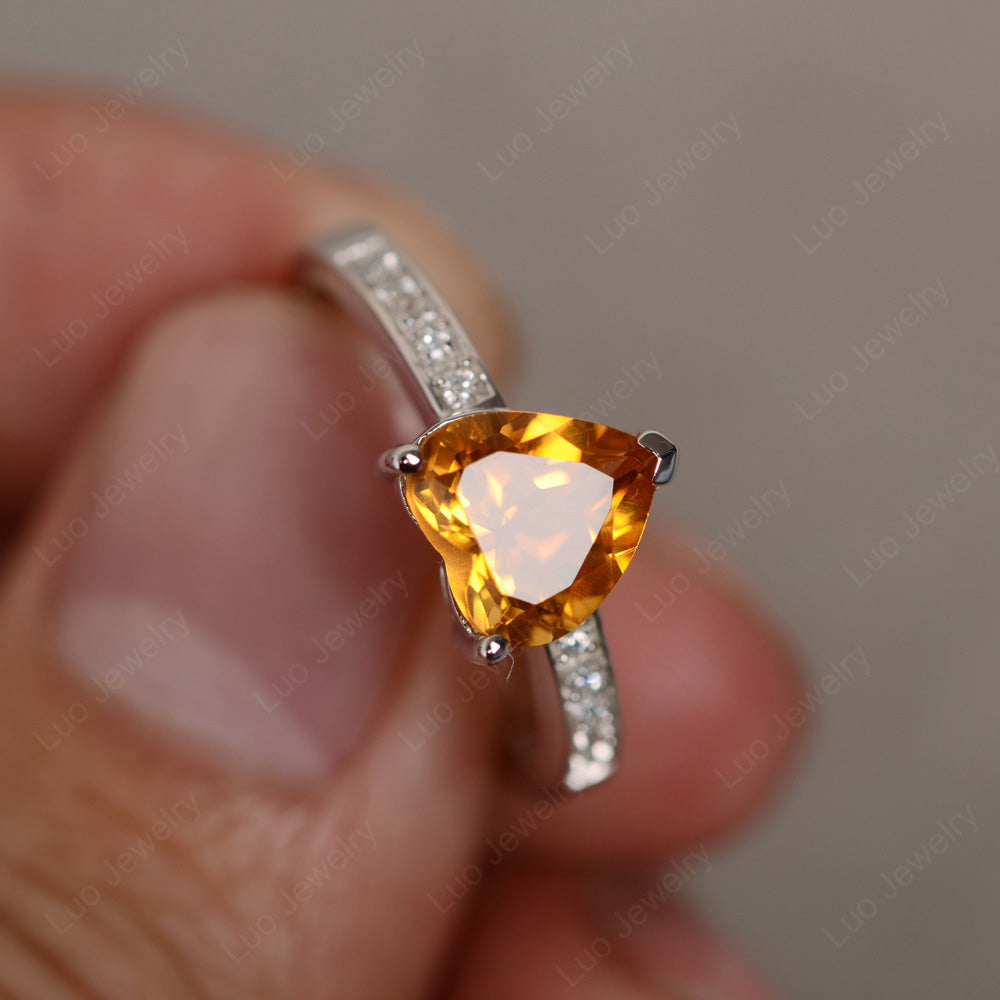 Hear Cut Citrine Engagement Ring White Gold - LUO Jewelry