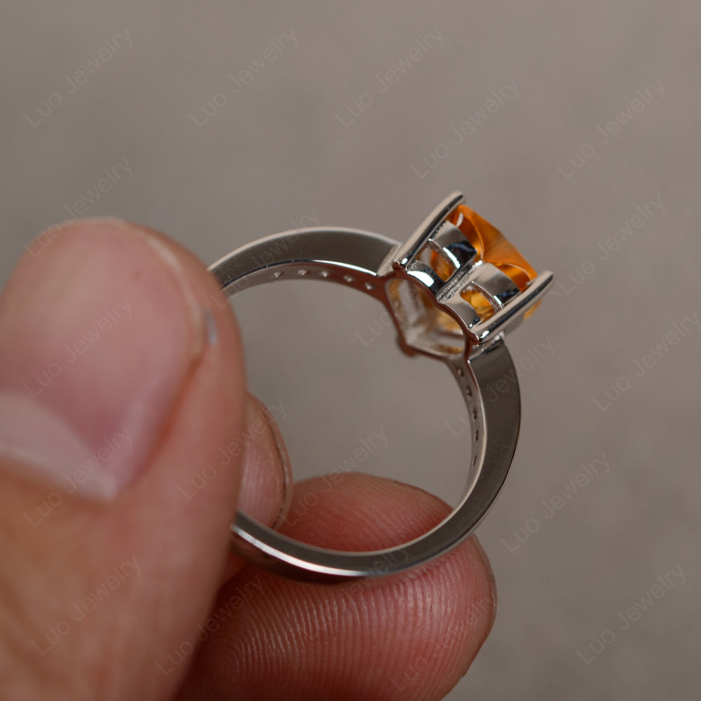 Hear Cut Citrine Engagement Ring White Gold - LUO Jewelry