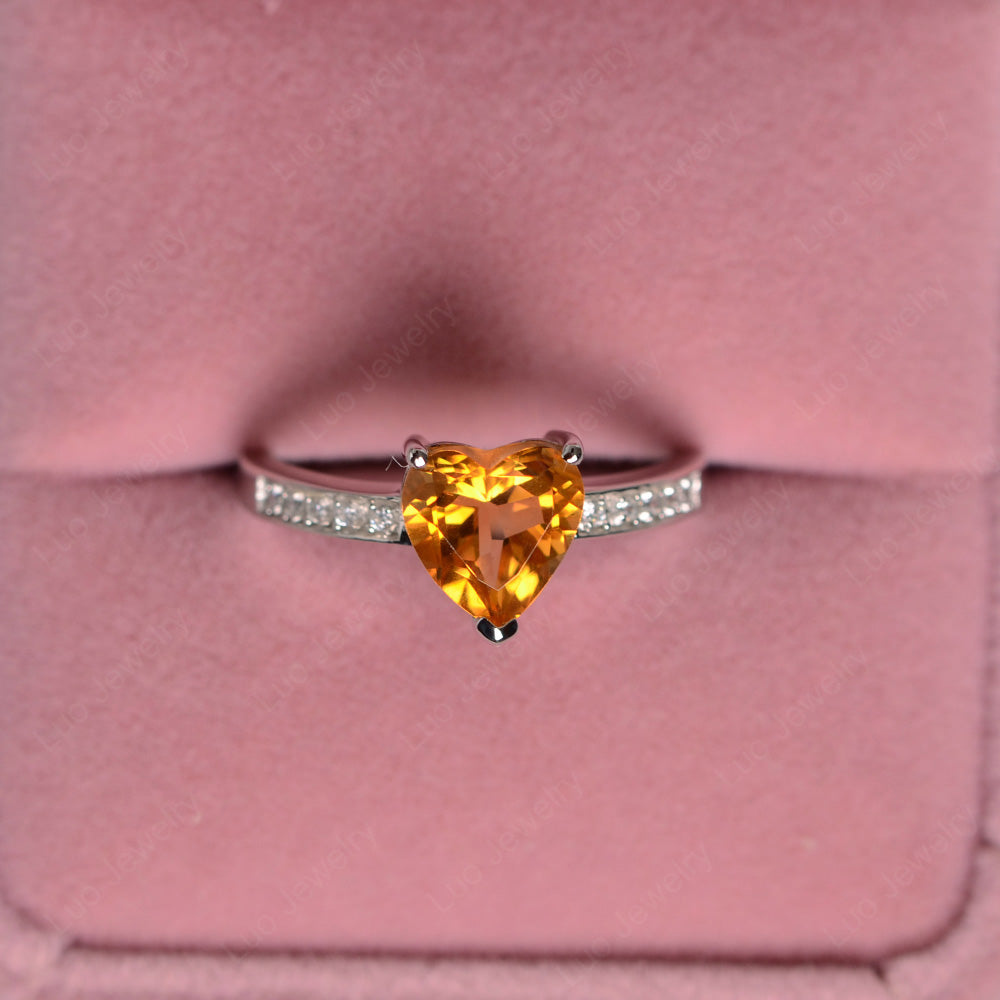 Hear Cut Citrine Engagement Ring White Gold - LUO Jewelry