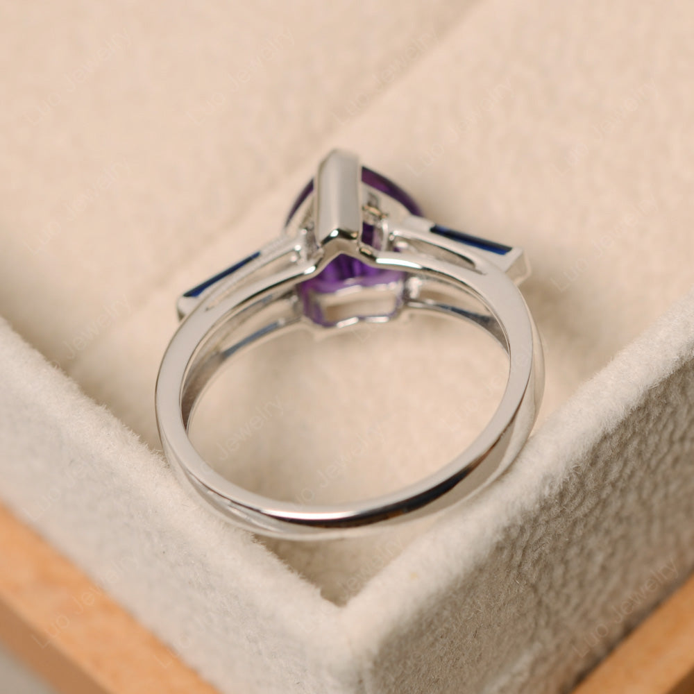 Heart Shaped Amethyst and Sapphire Ring - LUO Jewelry