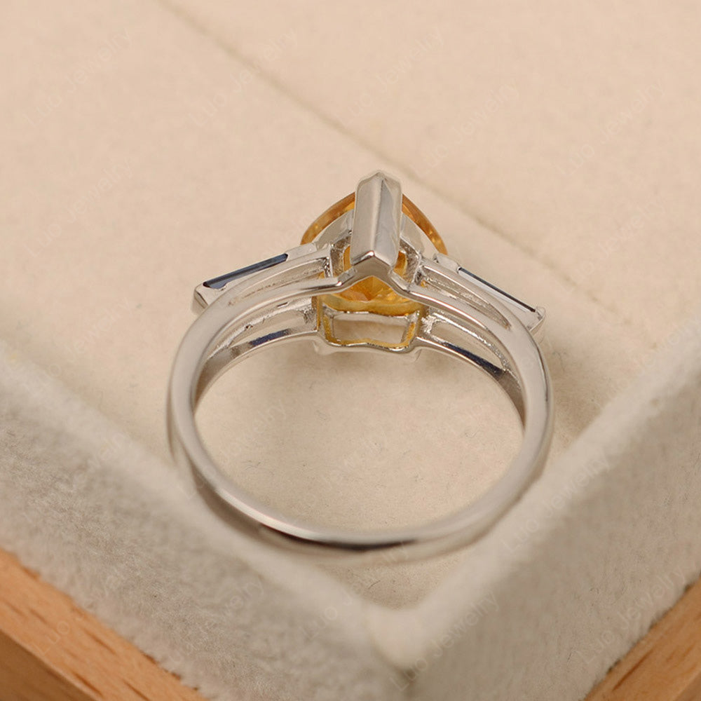 Heart Shaped Citrine Ring With Sapphire Baguette - LUO Jewelry
