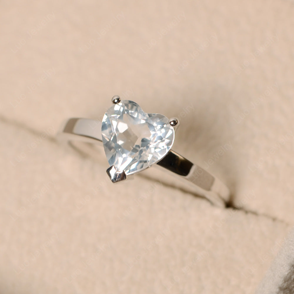 Hear Cut White Topaz Solitaire Ring For Women - LUO Jewelry