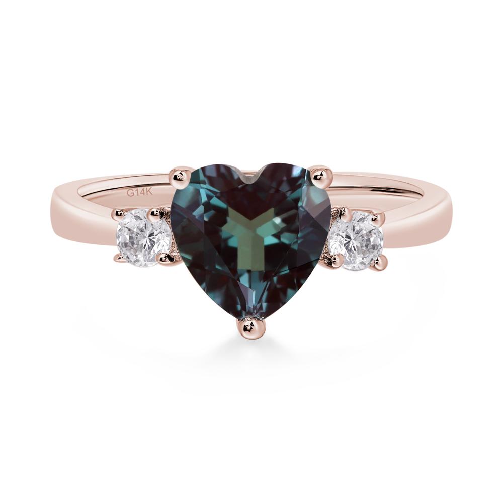 Heart Lab Alexandrite Engagement Ring - LUO Jewelry #metal_14k rose gold