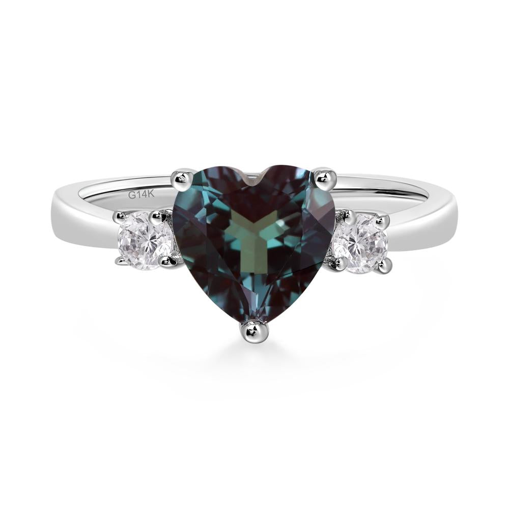 Heart Lab Alexandrite Engagement Ring - LUO Jewelry #metal_14k white gold