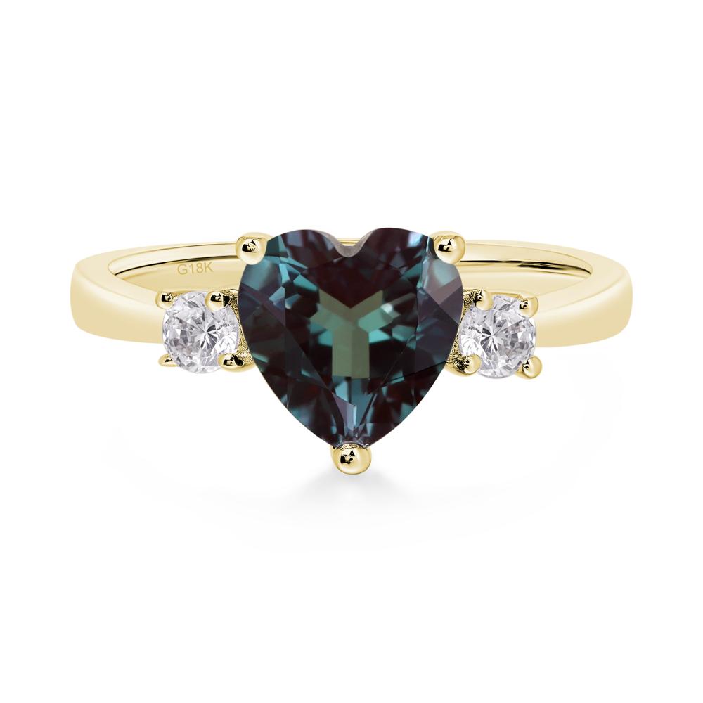 Heart Lab Alexandrite Engagement Ring - LUO Jewelry #metal_18k yellow gold