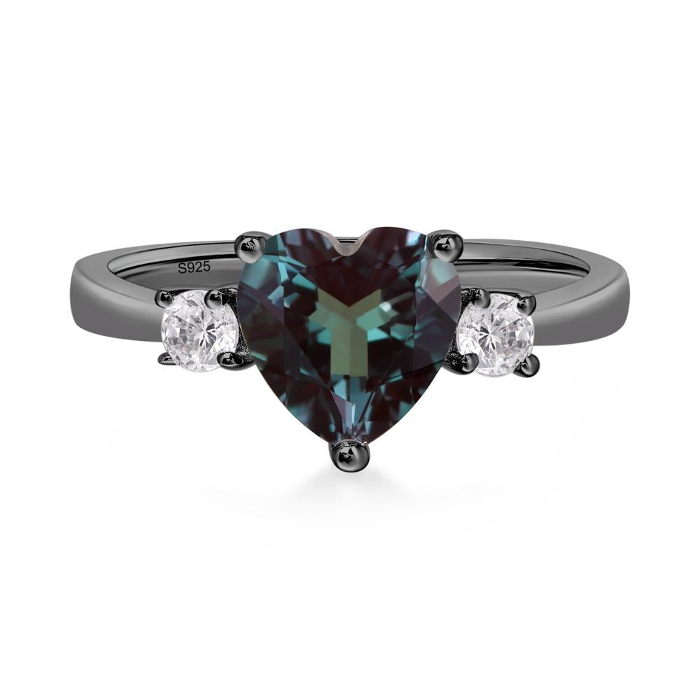 Heart Lab Alexandrite Engagement Ring - LUO Jewelry #metal_black finish sterling silver