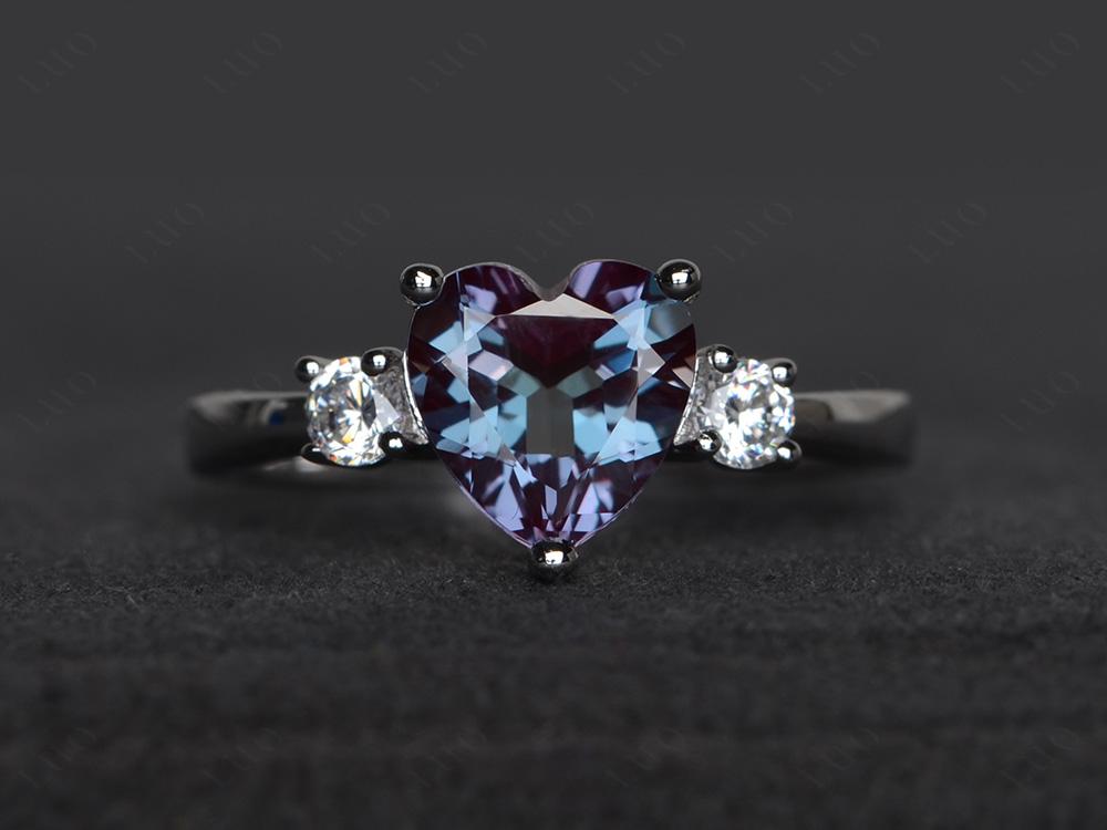 Heart Lab Alexandrite Engagement Ring - LUO Jewelry