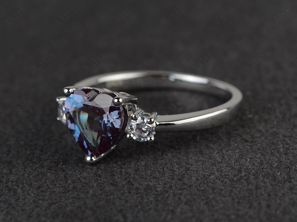 Heart Lab Alexandrite Engagement Ring - LUO Jewelry