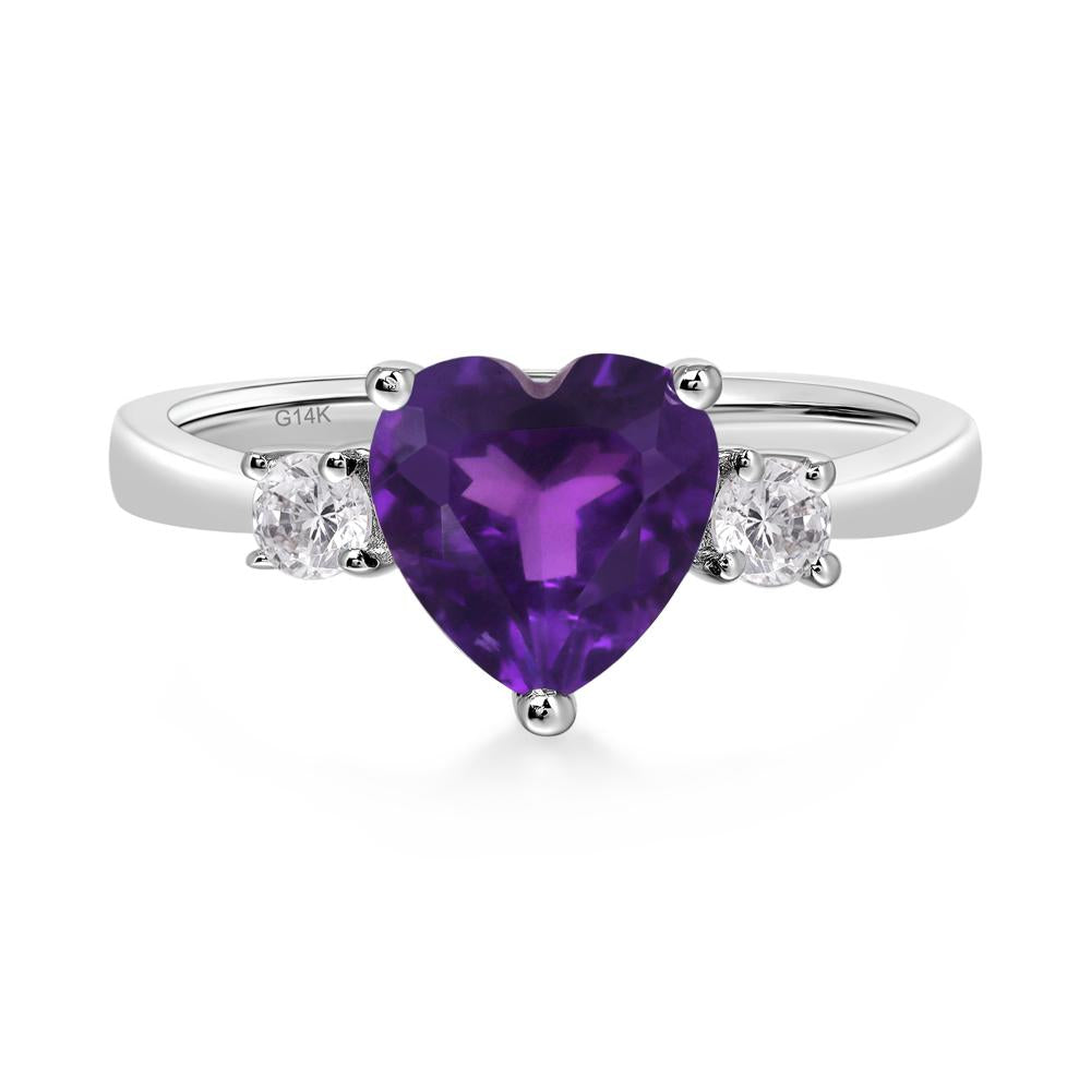 Heart Amethyst Engagement Ring - LUO Jewelry #metal_14k white gold