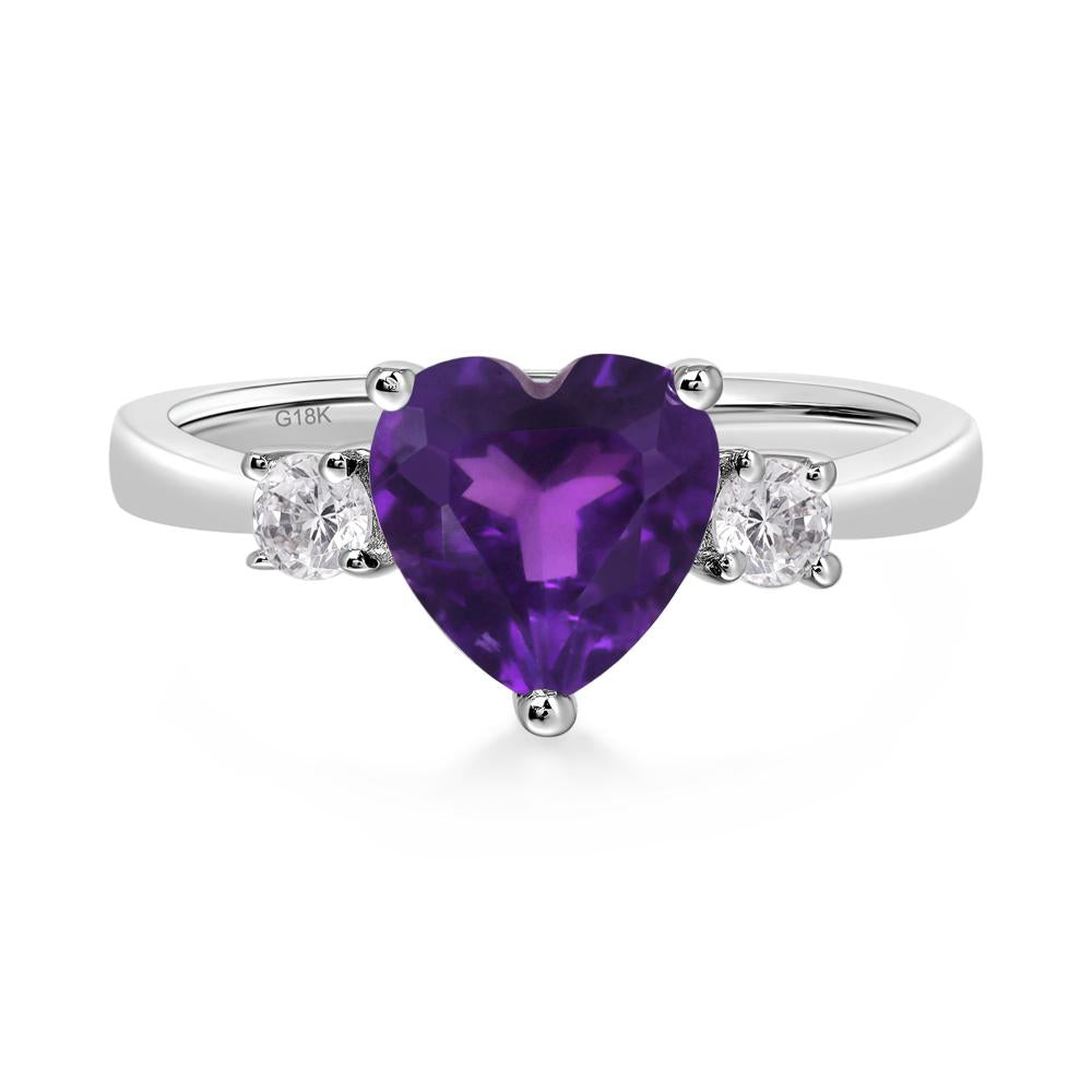 Heart Amethyst Engagement Ring - LUO Jewelry #metal_18k white gold
