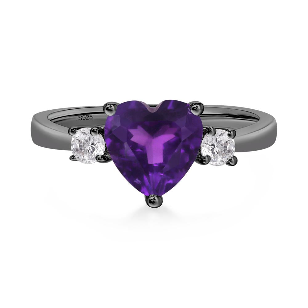 Heart Amethyst Engagement Ring - LUO Jewelry #metal_black finish sterling silver