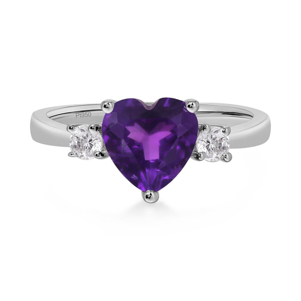 Heart Amethyst Engagement Ring - LUO Jewelry #metal_platinum