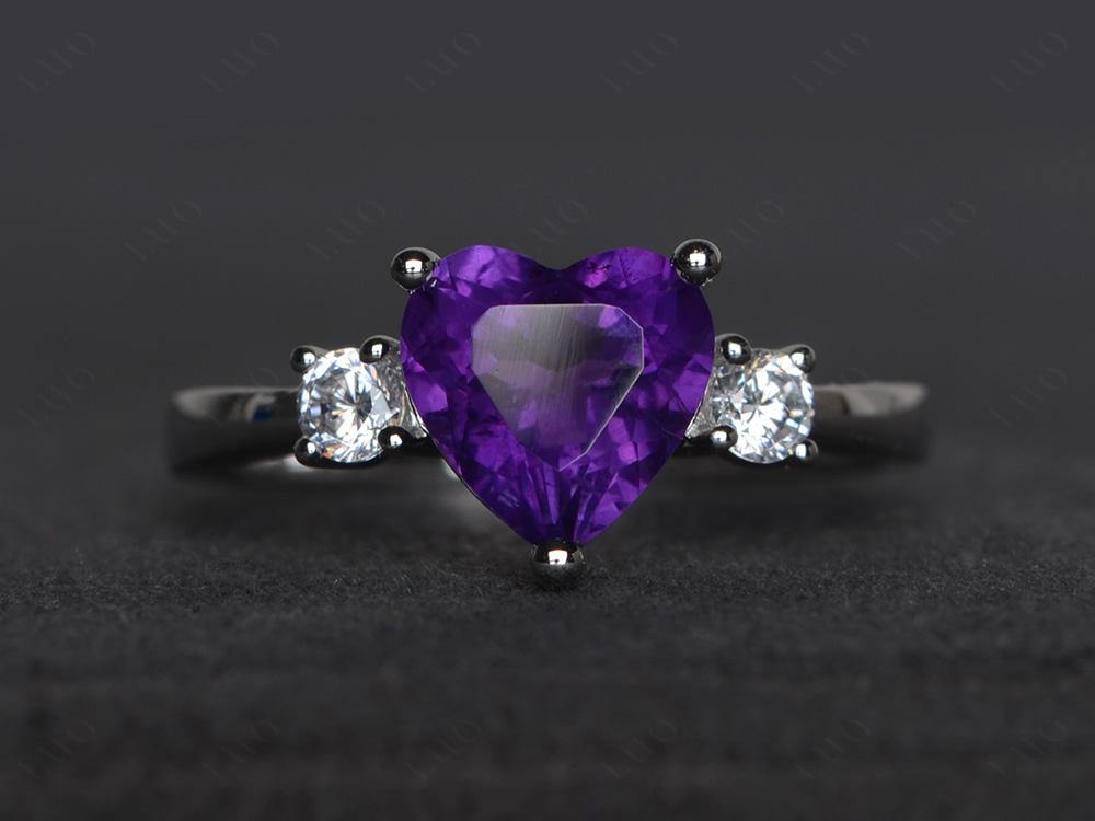 Heart Amethyst Engagement Ring - LUO Jewelry