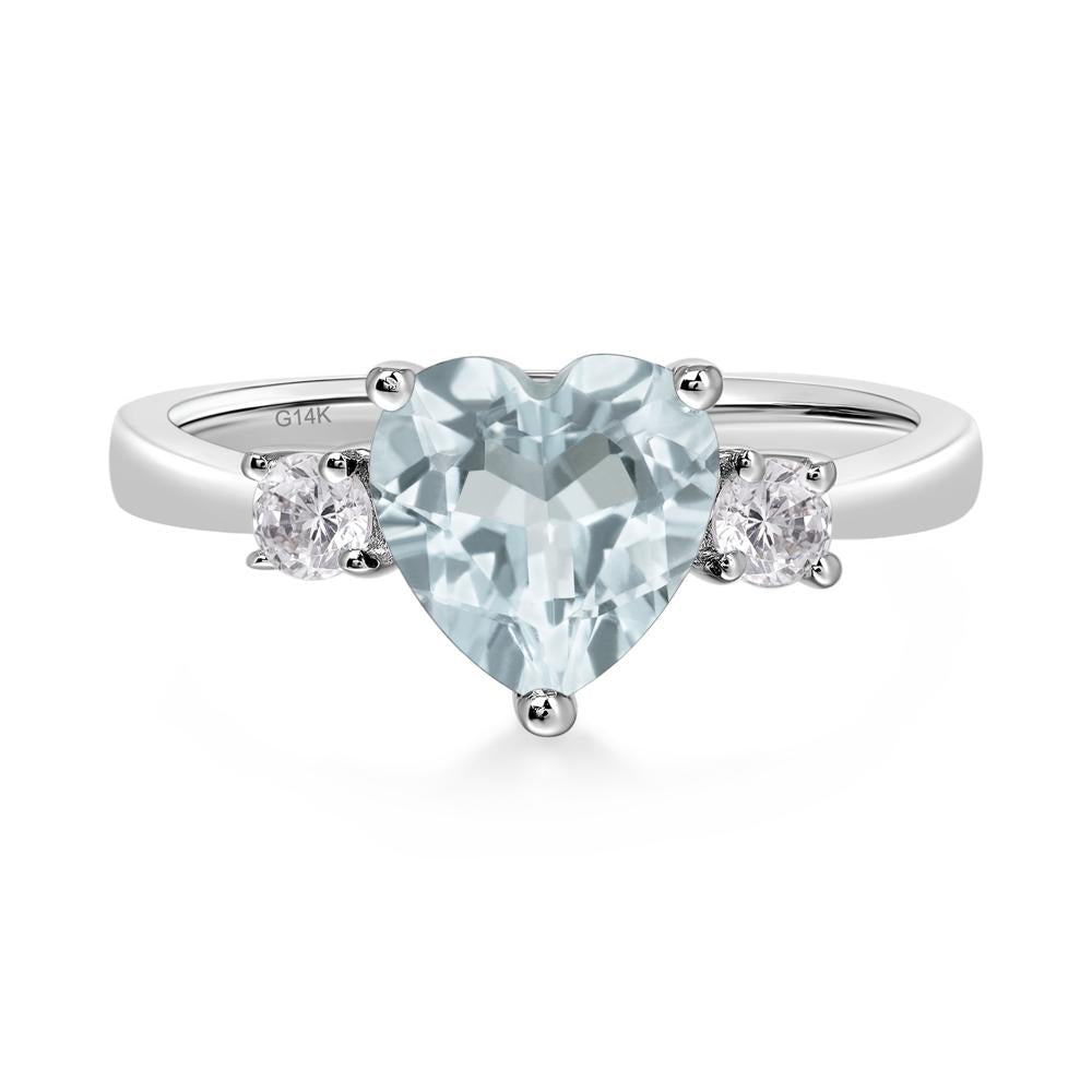 Heart Aquamarine Engagement Ring - LUO Jewelry #metal_14k white gold