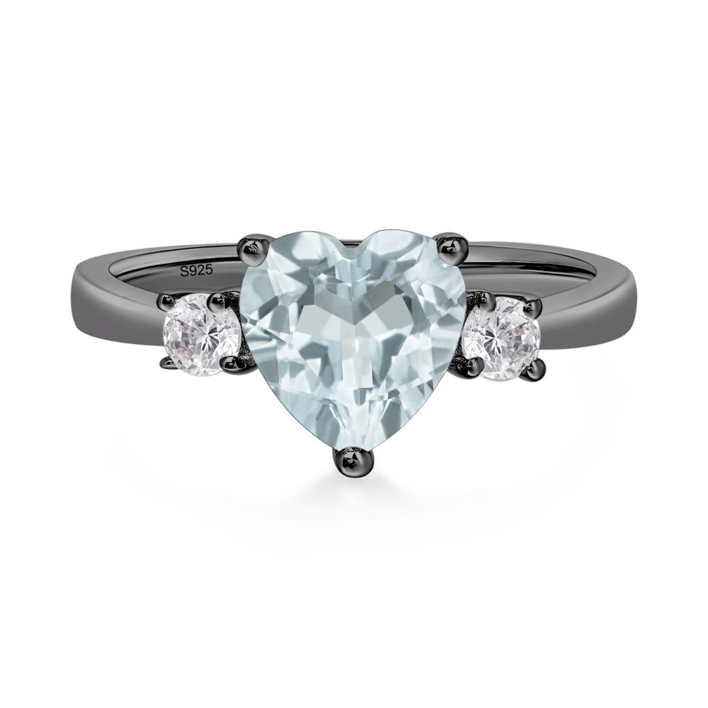 Heart Aquamarine Engagement Ring - LUO Jewelry #metal_black finish sterling silver