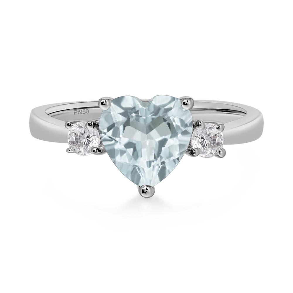 Heart Aquamarine Engagement Ring - LUO Jewelry #metal_platinum