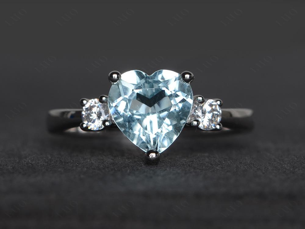 Heart Aquamarine Engagement Ring - LUO Jewelry