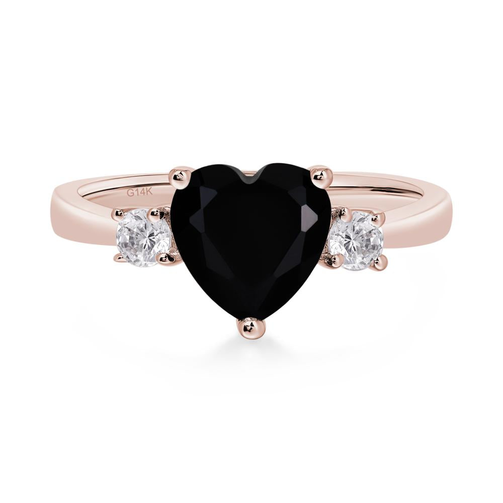 Heart Black Spinel Engagement Ring - LUO Jewelry #metal_14k rose gold