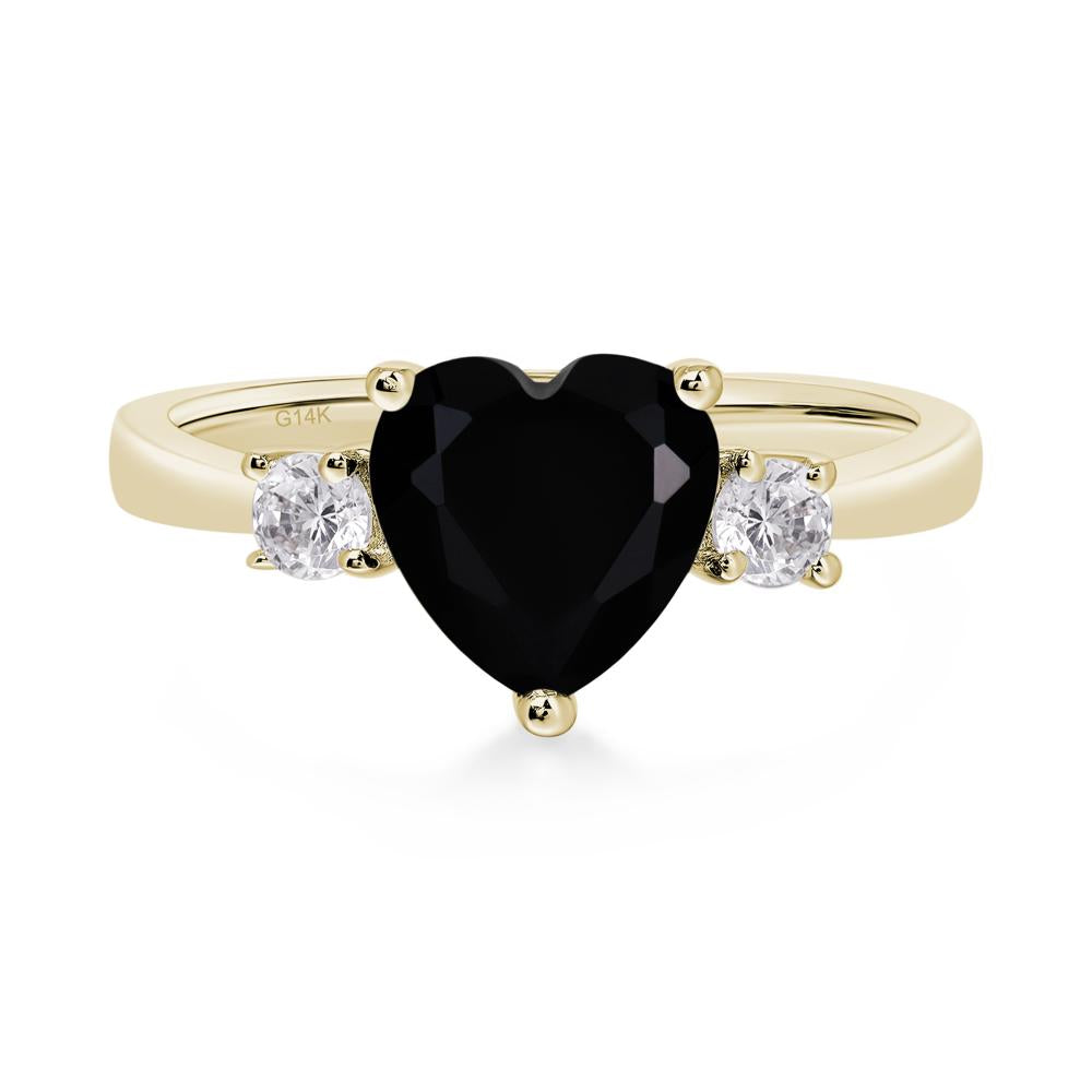 Heart Black Spinel Engagement Ring - LUO Jewelry #metal_14k yellow gold