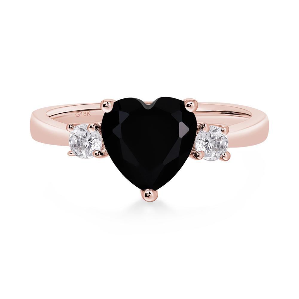 Heart Black Spinel Engagement Ring - LUO Jewelry #metal_18k rose gold
