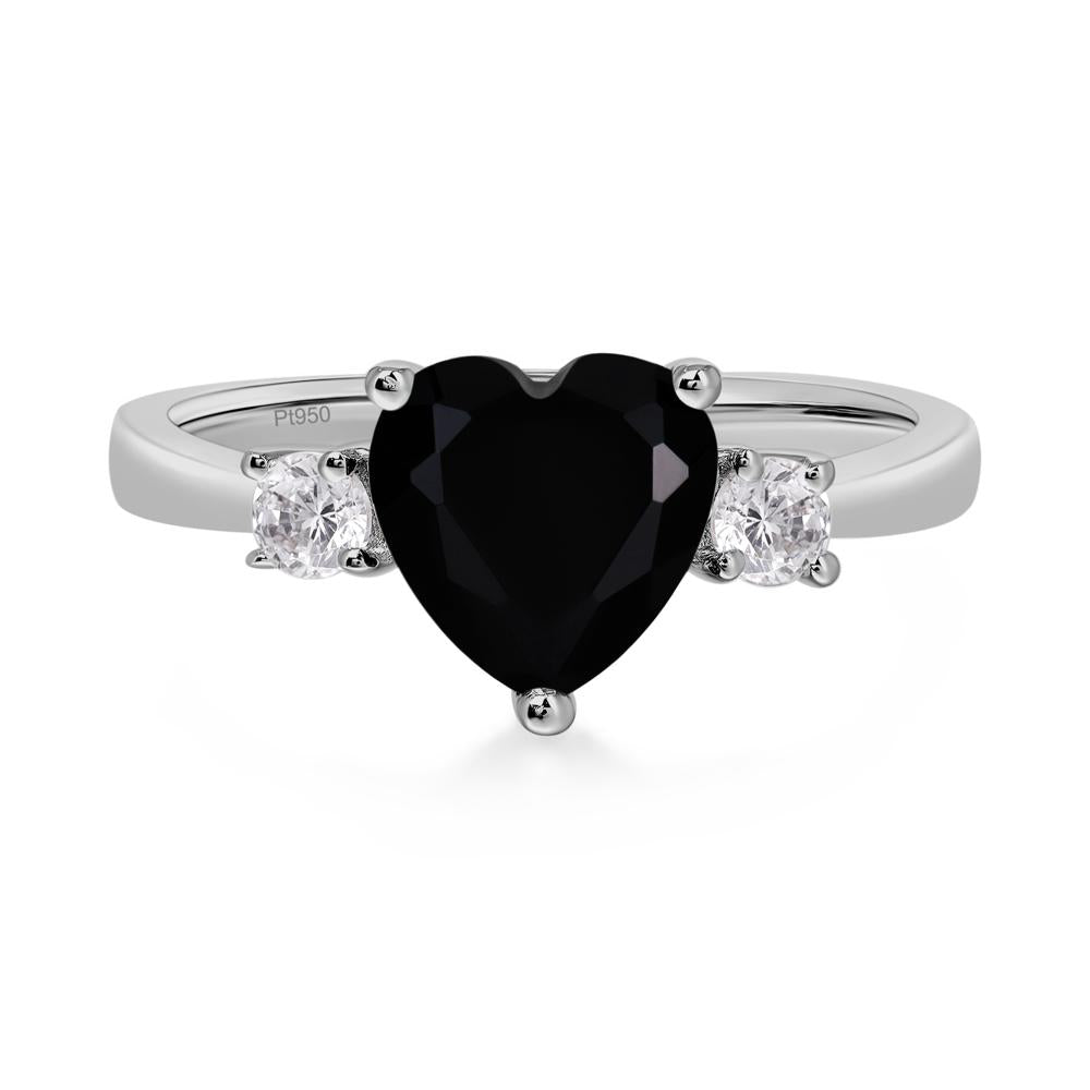 Heart Black Spinel Engagement Ring - LUO Jewelry #metal_platinum
