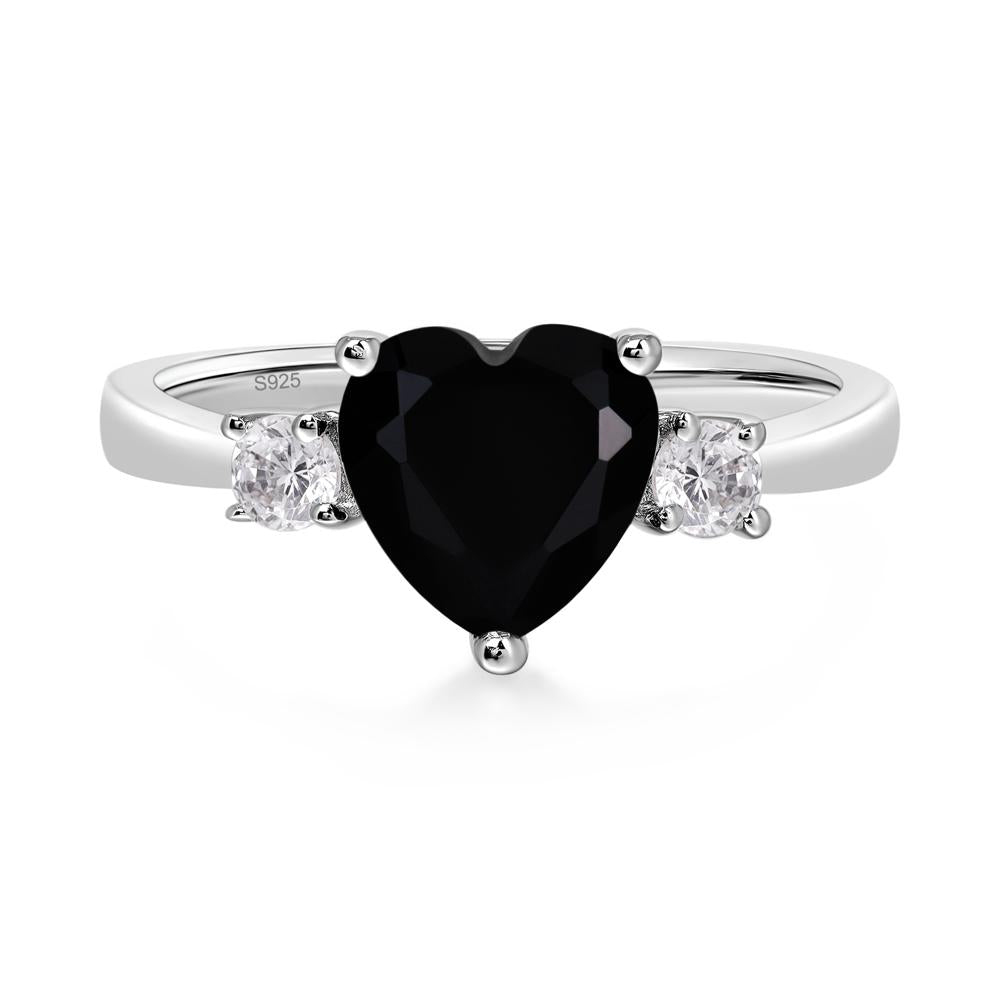 Heart Black Spinel Engagement Ring - LUO Jewelry #metal_sterling silver