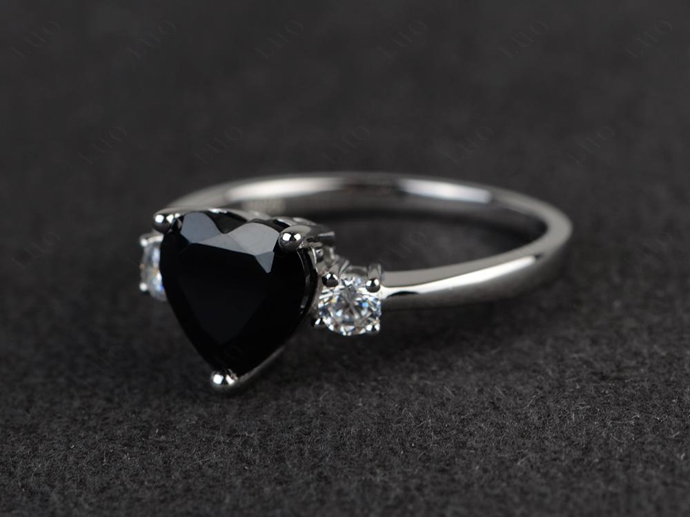 Heart Black Spinel Engagement Ring - LUO Jewelry