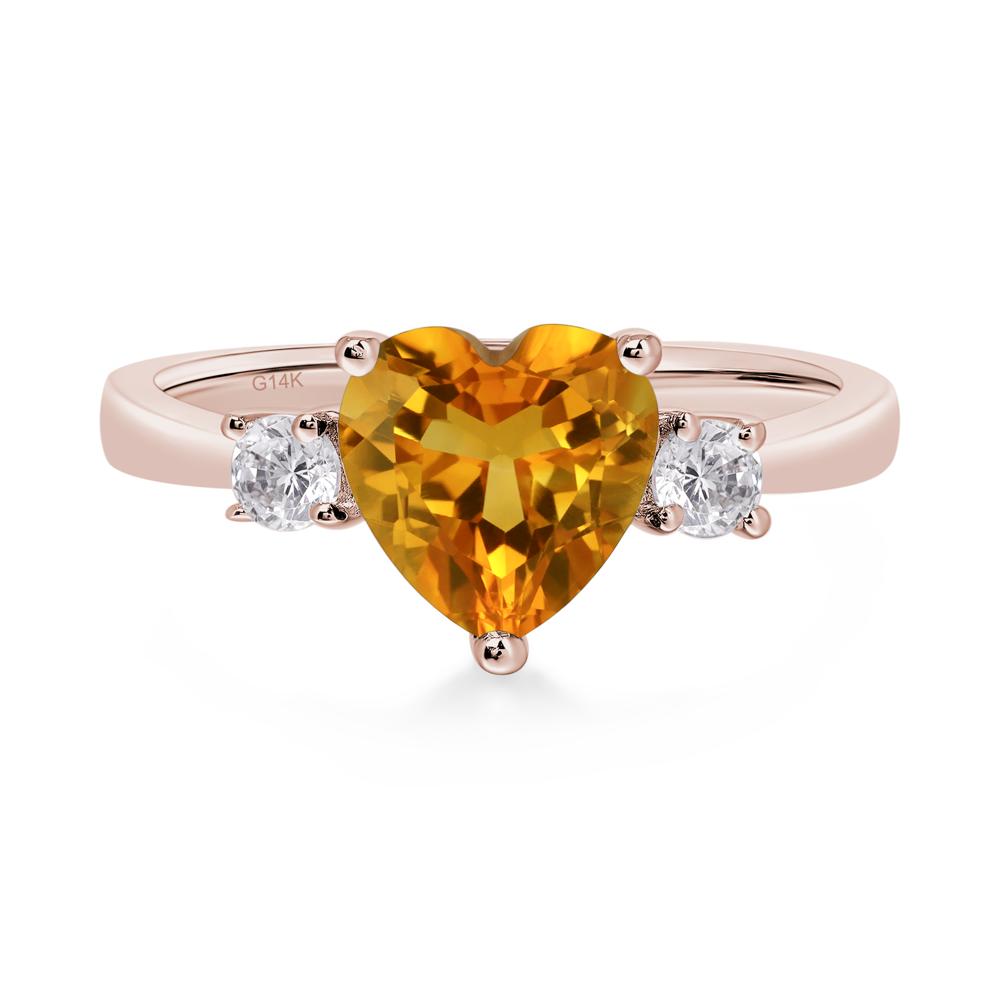 Heart Citrine Engagement Ring - LUO Jewelry #metal_14k rose gold