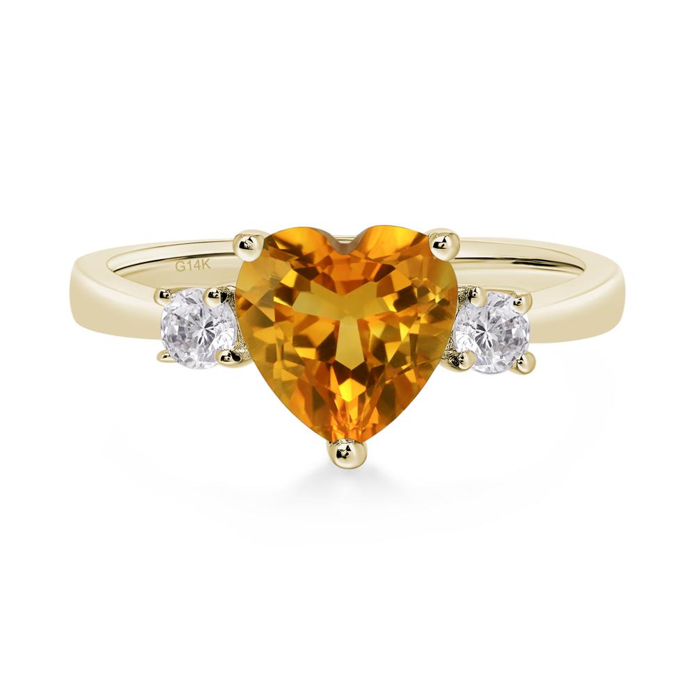 Heart Citrine Engagement Ring - LUO Jewelry #metal_14k yellow gold