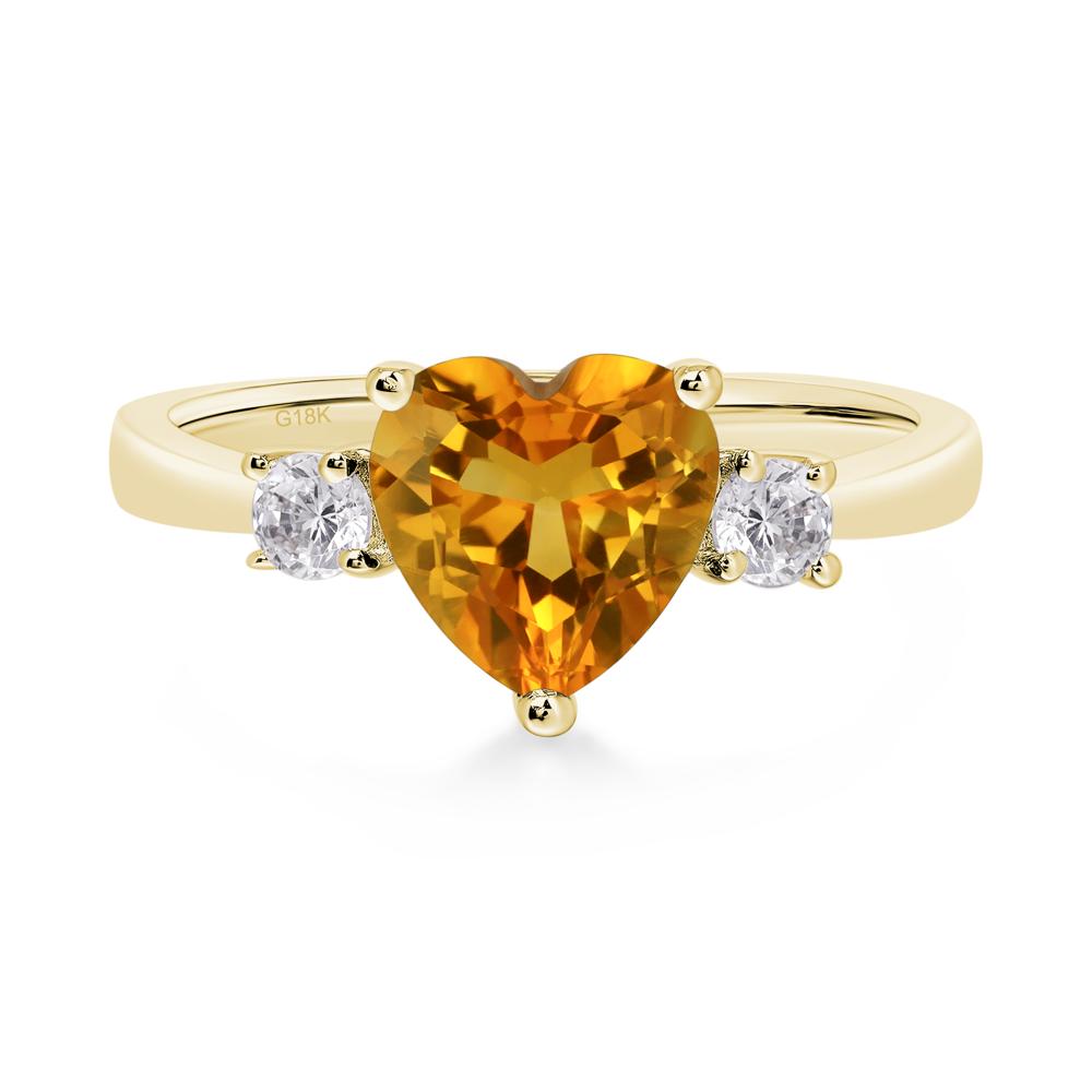Heart Citrine Engagement Ring - LUO Jewelry #metal_18k yellow gold
