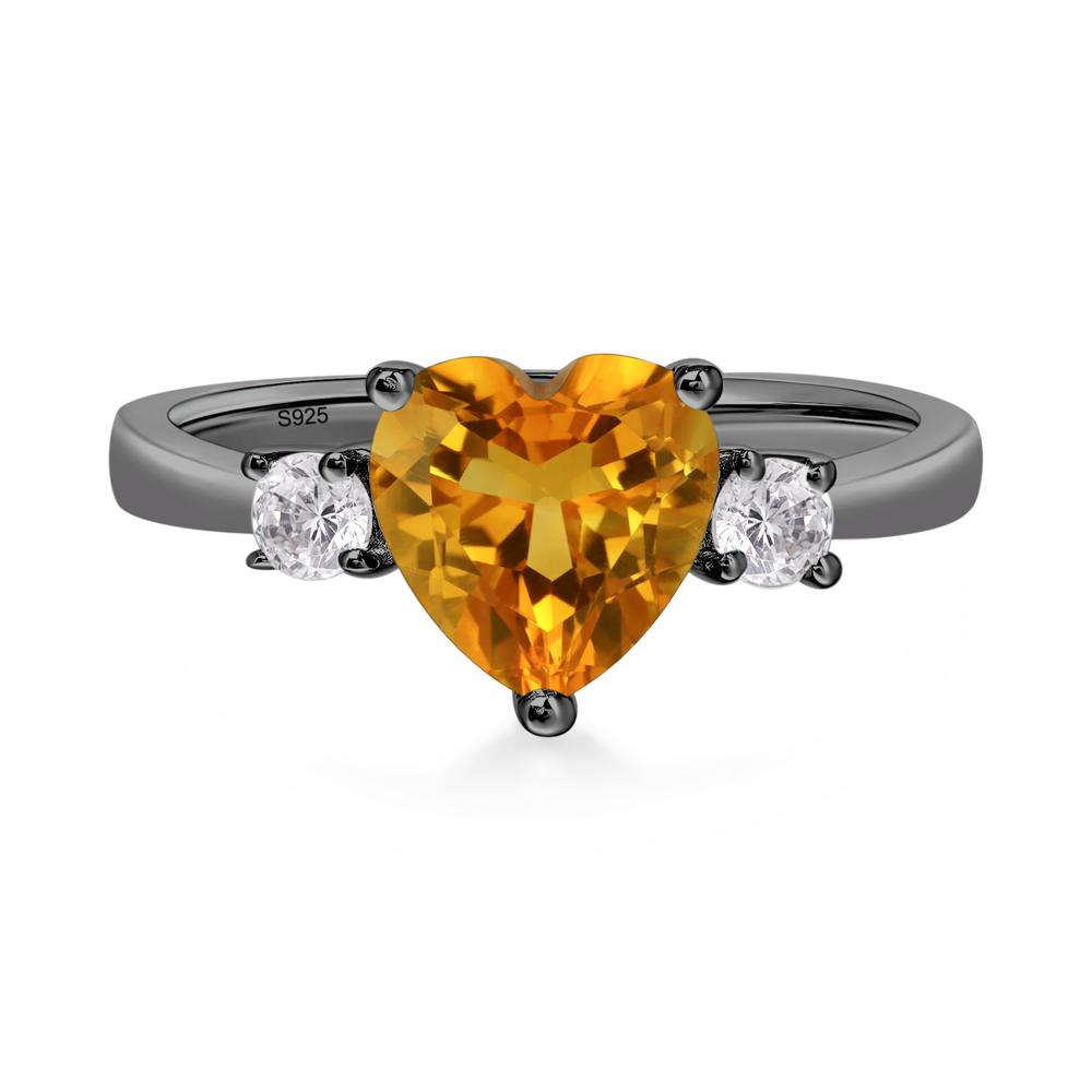 Heart Citrine Engagement Ring - LUO Jewelry #metal_black finish sterling silver