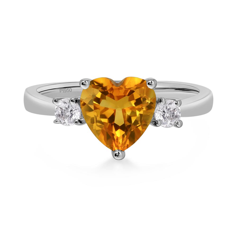 Heart Citrine Engagement Ring - LUO Jewelry #metal_platinum