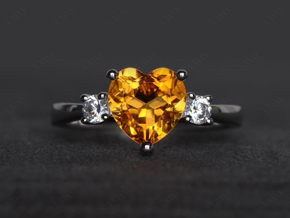 Heart Citrine Engagement Ring - LUO Jewelry