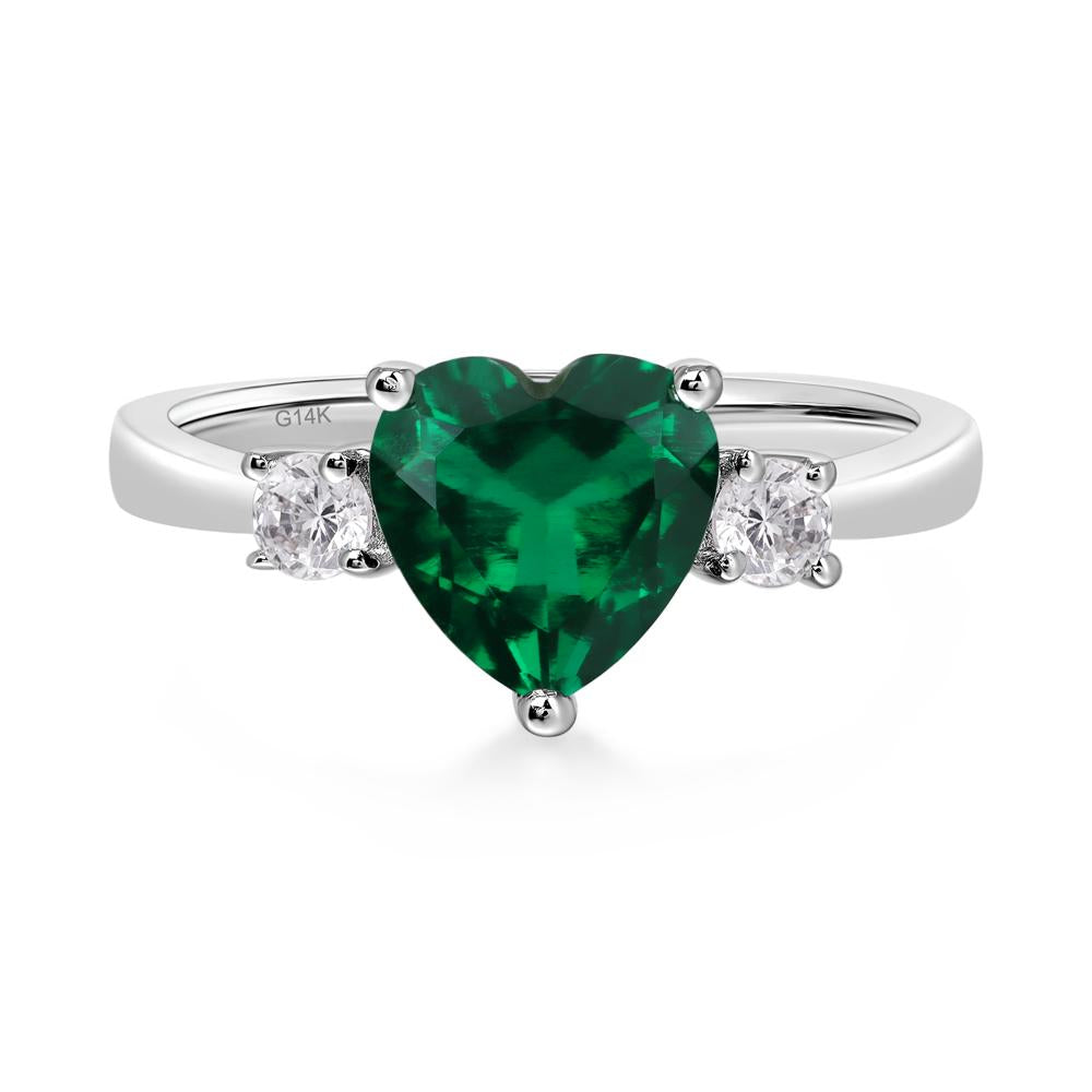 Heart Emerald Engagement Ring - LUO Jewelry #metal_14k white gold