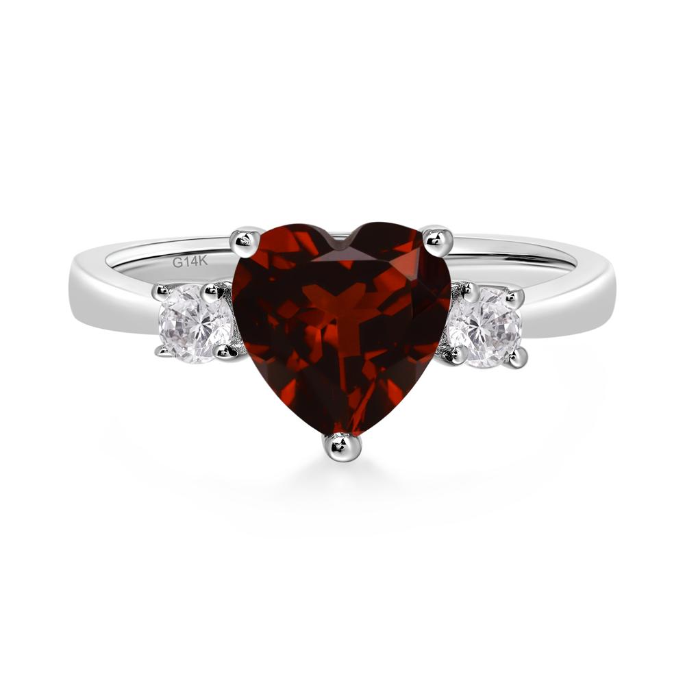 Heart Garnet Engagement Ring - LUO Jewelry #metal_14k white gold